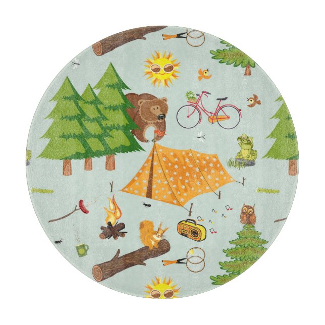 Camping Pattern Cutting Board (Front)