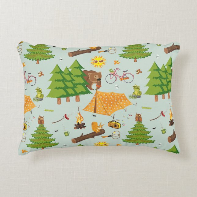 Camping Pattern Decorative Cushion (Front)
