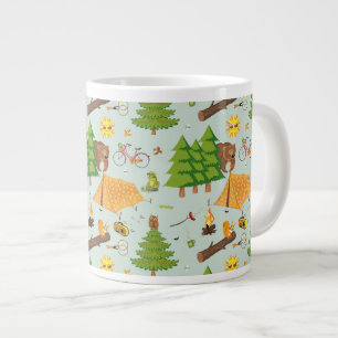 Camping Pattern Large Coffee Mug