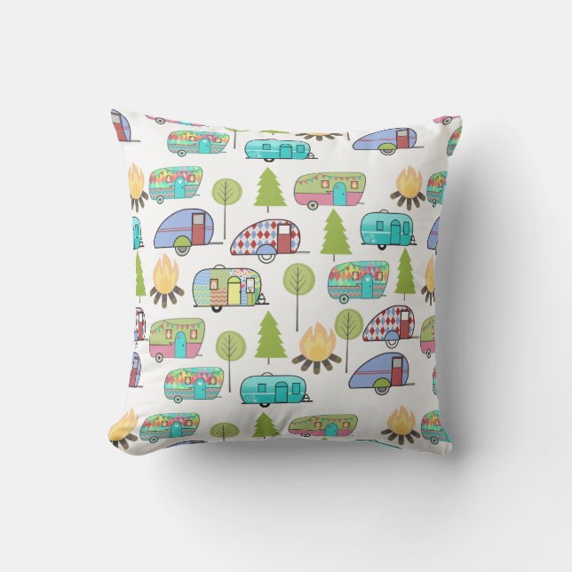 Camping Pattern Outdoor Pillows (Front)