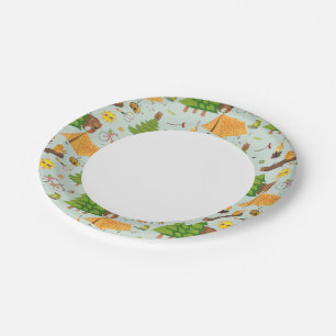 Camping Pattern Paper Plate