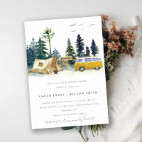 Camping Pine Forest Yellow Van Couples Shower