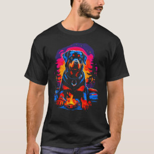 Camping Pop Rottweiler Dog T-Shirt