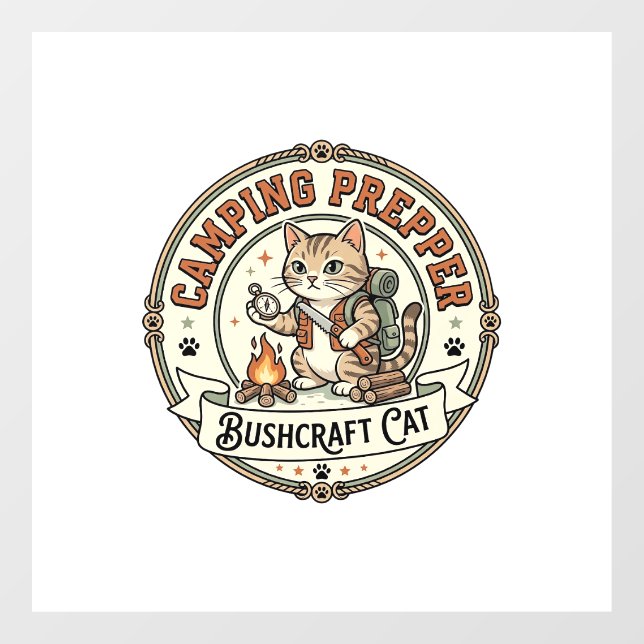 Camping Prepper Bushcraft Cat Camping Prepper Bush (Sheet)