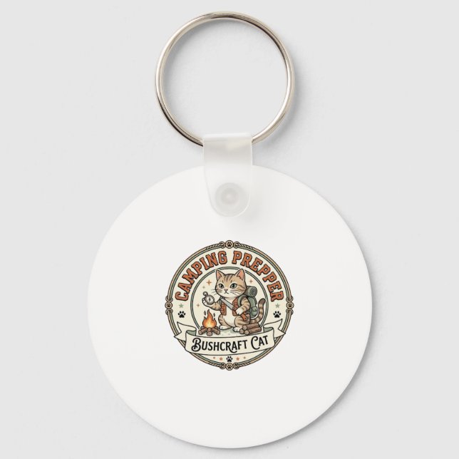 Camping Prepper Bushcraft Cat Camping Prepper Bush Key Ring (Front)