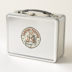 Camping Prepper Bushcraft Cat Camping Prepper Bush Metal Lunch Box