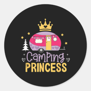 Camping Princess Camper Outdoor Adventurer Explore Classic Round Sticker