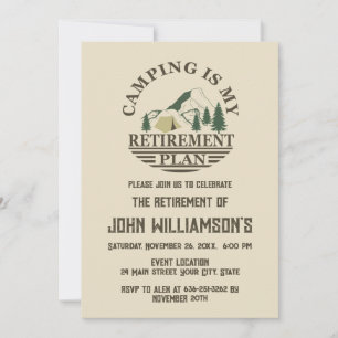 Camping retirement cocktail party invitation