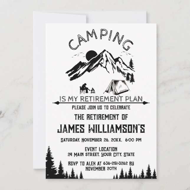 Camping Retirement party Invitation (Front)