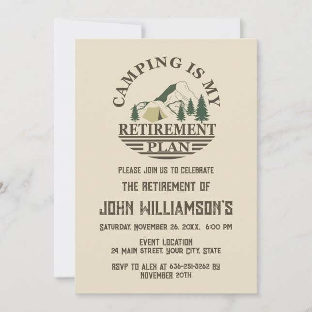 Camping retirement party invitation (Front)
