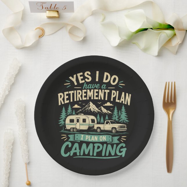 Camping Retirement Plan Paper Plate (Wedding)