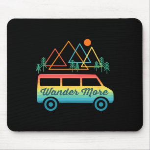 Camping Retro Camper Van Vintage Sunset Mountains Mouse Pad