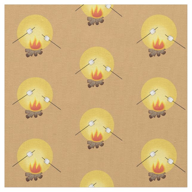 Camping Roasting Marshmallows Fabric (Close Up)