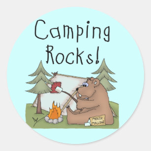 Camping Rocks Classic Round Sticker