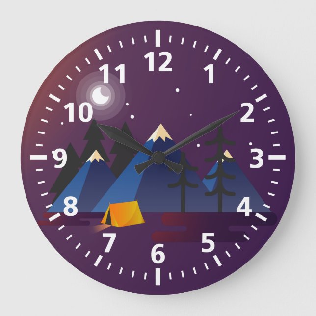 Camping Round (Large) Wall Clock (Front)