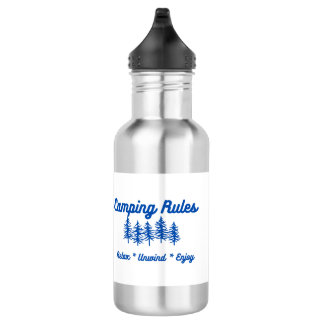 Camping Rules - Relax, Unwind, Enjoy on a  532 Ml Water Bottle