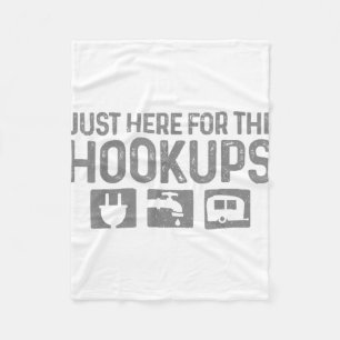Camping Rv Caravan Motorhome Just Here For The Hoo Fleece Blanket
