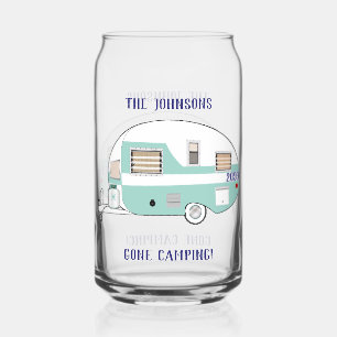 Camping RV Trailer Camper Beer Can Glass