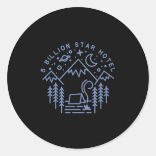 Camping Shirt 5 Billion Star Hotel Line Art Hiking Classic Round Sticker