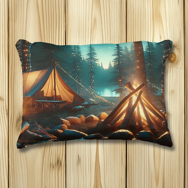 Camping Site with Pretty Lights Decorative Cushion (Creator Uploaded)