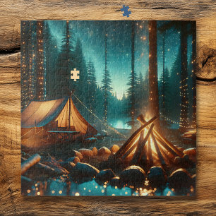 Camping Site with Pretty Lights Jigsaw Puzzle