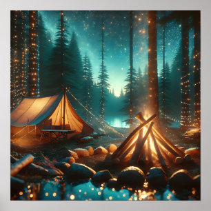 Camping Site with Pretty Lights Poster
