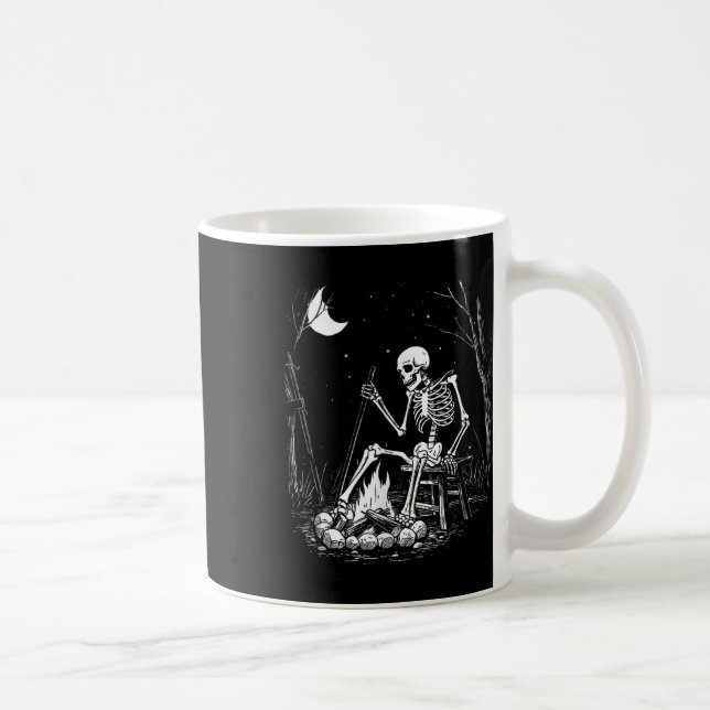 Camping Skeleton Bones Halloween Forest Campfire G Coffee Mug (Right)