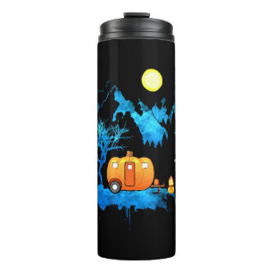 camping skeleton halloween thermal tumbler