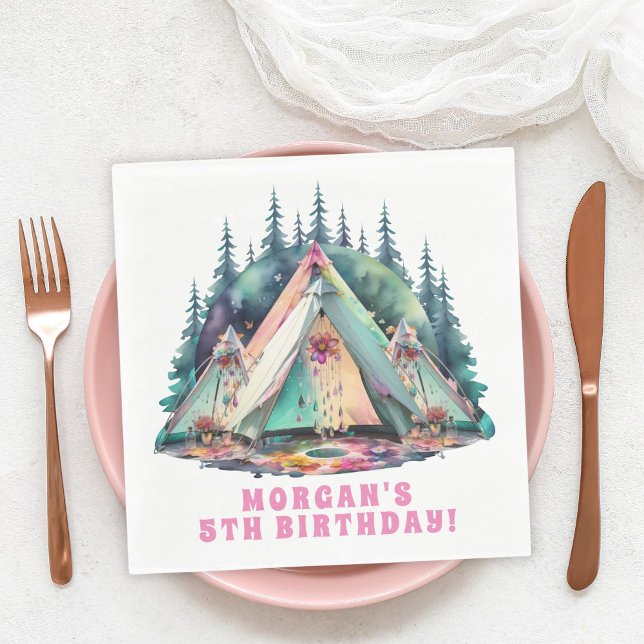 Camping Sleepover Birthday Party Napkin (Creator Uploaded)