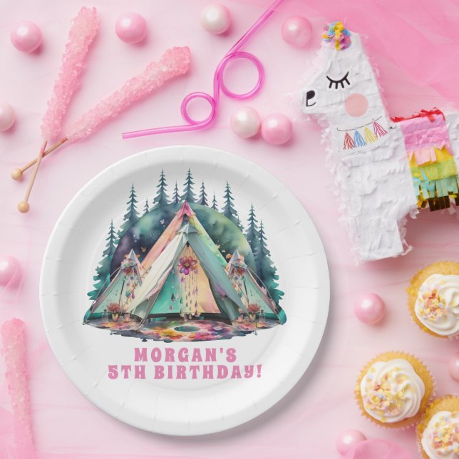 Camping Sleepover Birthday Party Paper Plate (Party)