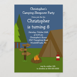 Camping Sleepover Boys Birthday Invitation
