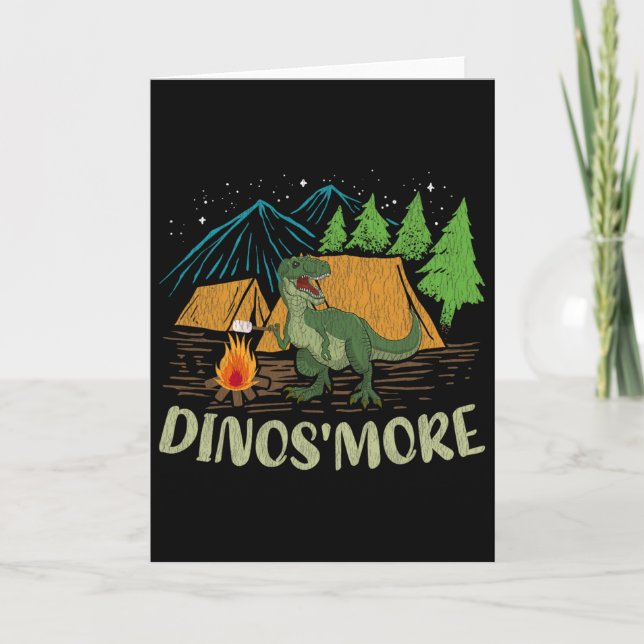 Camping S'more Dinosaur Lover Funny Dinosaur Campi Card (Front)