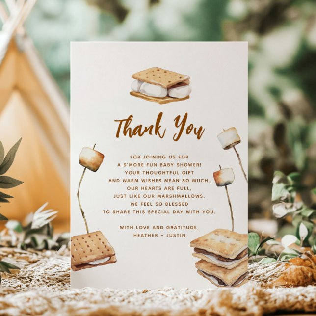 Camping S'more Fun Baby Shower Thank You Card (Creator Uploaded)