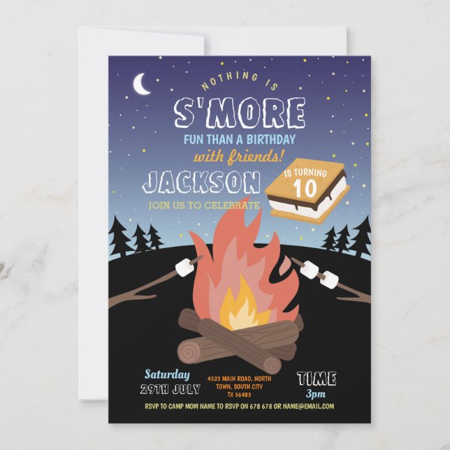 Camping S'More Party Camp Fire Fun Invitation (Front)