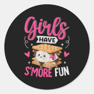 Camping Smores Girls Have Smore Fun Cute Kawaii Sm Classic Round Sticker