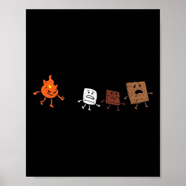 Camping Smores Running Fire Funny Group Hug Men Wo Poster (Front)