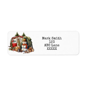Camping Snowman Christmas Themed for Camper Return Address Label