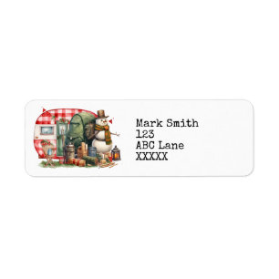 Camping Snowman Christmas Themed for Camper Return Address Label