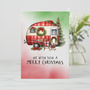 Camping Snowman Christmas Themed  Holiday Card