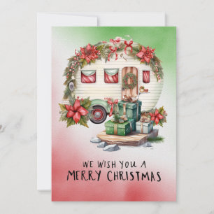 Camping Snowman Christmas Themed  Holiday Card