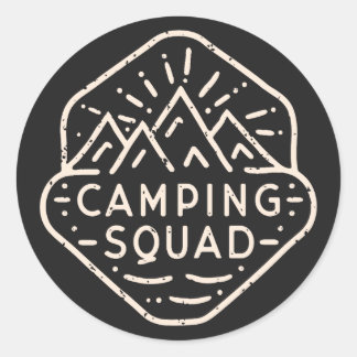 Camping squad adventure buddies camp trip classic round sticker