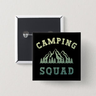 Camping Squad Camping Trip Mountains Outdoors 15 Cm Square Badge