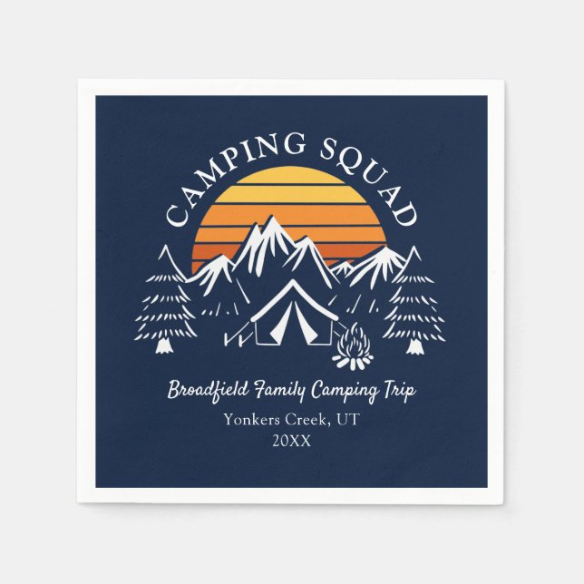 Camping Squad Matching Family Vacation Custom Napkin (Front)