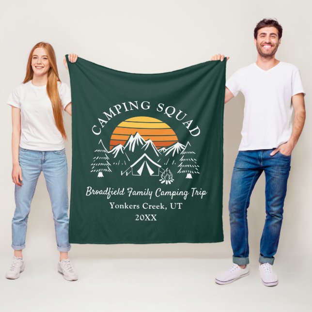Camping Squad Modern Family Matching Grandma Fleece Blanket (In Situ)