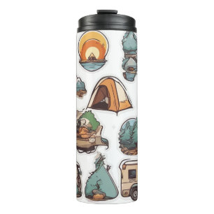 Camping Stickers Print Thermal Tumbler