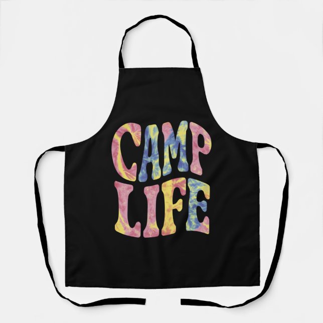 Camping Summer Girls Camp Life Tie-Die Retro  Apron (Front)