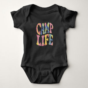 Camping Summer Girls Camp Life Tie-Die Retro  Baby Bodysuit