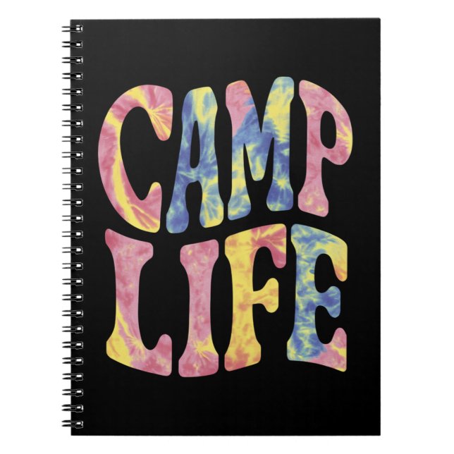 Camping Summer Girls Camp Life Tie-Die Retro  Notebook (Front)
