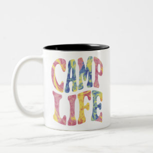 Camping Summer Girls Camp Life Tie-Die Retro  Two-Tone Coffee Mug