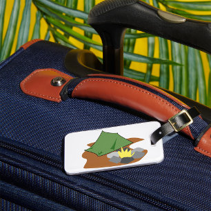 Camping Tent and Campfire Outdoor Adventure  Luggage Tag